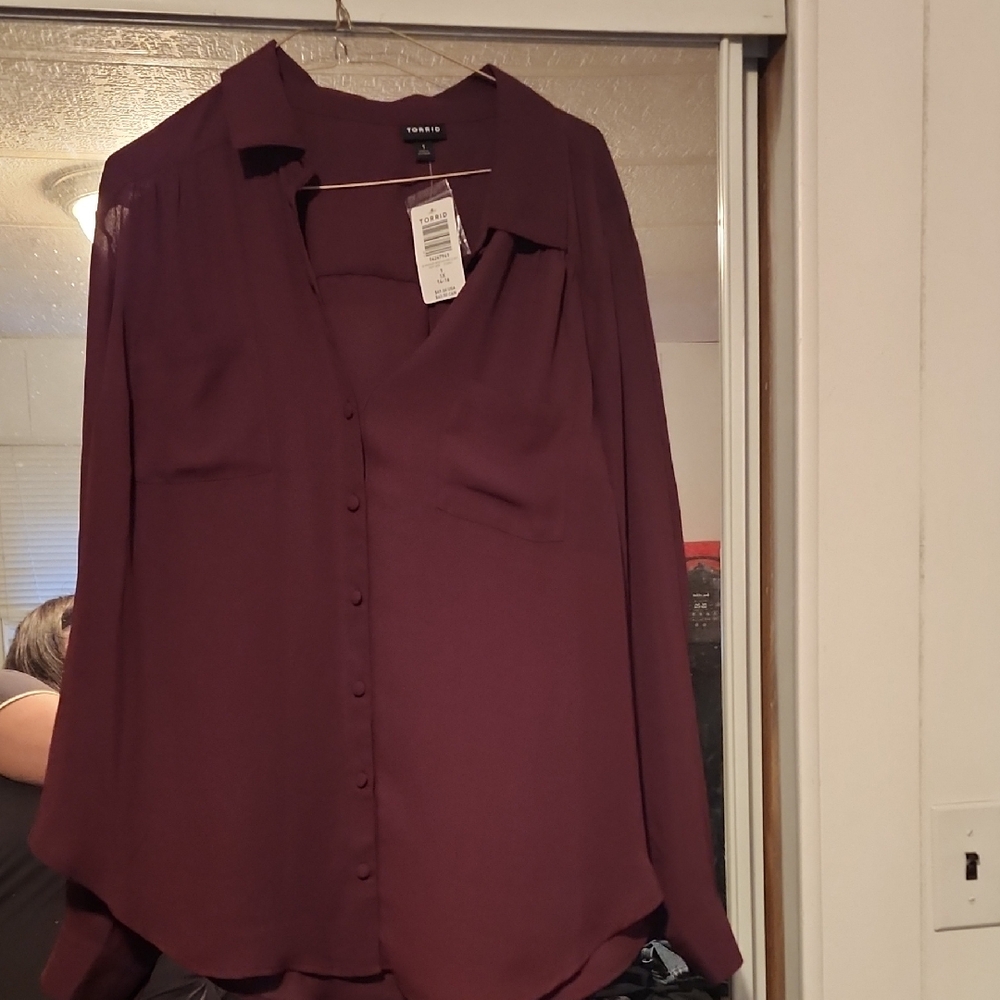 Torrid Deep Burgundy Button Down Shirt